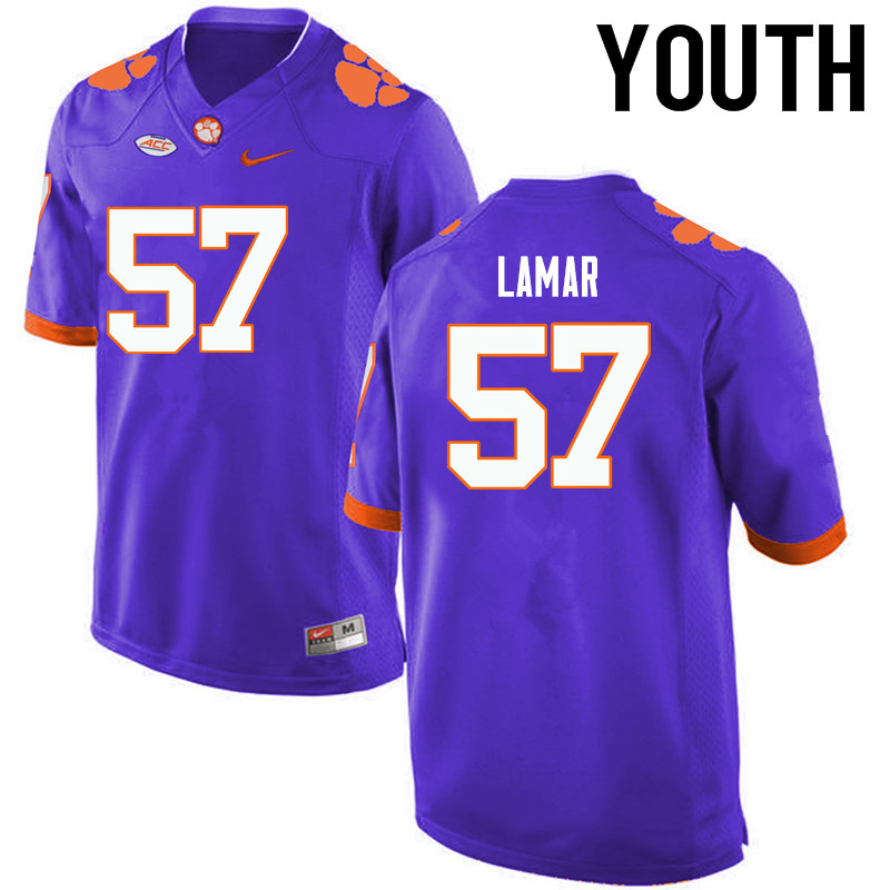 Youth Clemson Tigers #57 Tre Lamar College Football Jerseys-Purple - Click Image to Close